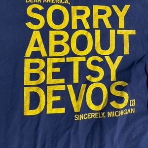 Raygun “Sorry About Betsy Devos” T-Shirt - Navy/Yellow - Size Unisex Medium